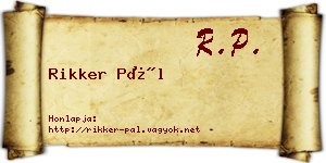 Rikker Pál névjegykártya