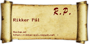 Rikker Pál névjegykártya